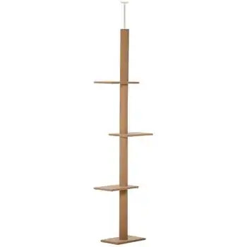 Árbol Para Gatos Pawhut Madera Felpa Sisal 43x27x228-260 Cm Marrón