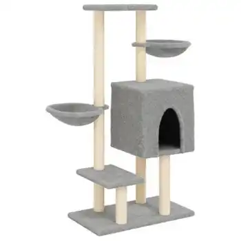 Rascador Para Gatos Con Postes De Sisal Gris Claro 117 Cm Vidaxl