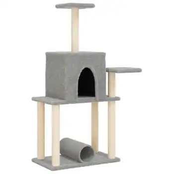 Rascador Para Gatos Con Postes De Sisal Gris Claro 122 Cm Vidaxl