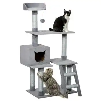 Árbol Para Gatos De Aglomerado Yute Felpa 60,5x40x124 Cm-pawhut.gris