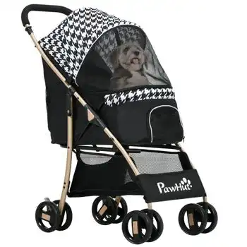 Cochecito Para Perros De Acero Tela Oxford 80x44,5x97 Cm-pawhut.negro