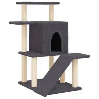 Rascador Para Gatos Con Postes De Sisal Gris Oscuro 97 Cm Vidaxl