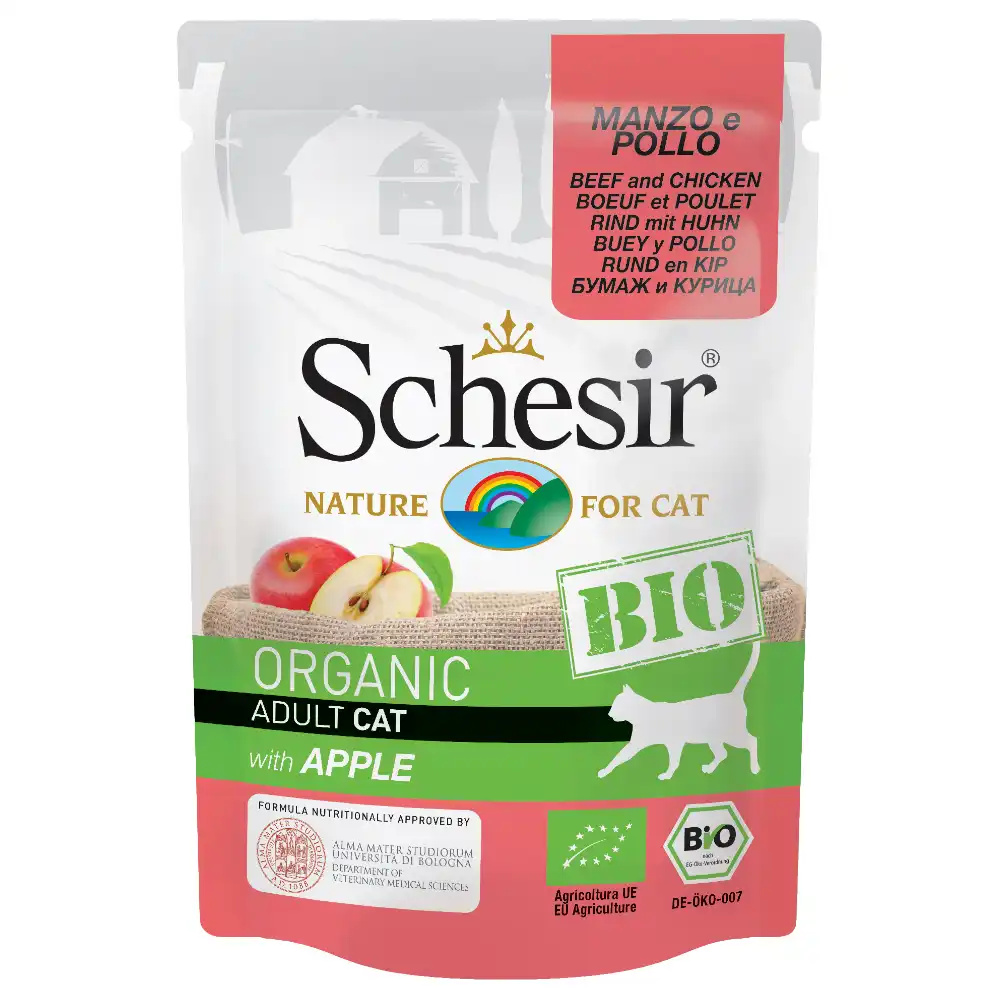 Schesir Buey y Pollo con Manzana para Gatos 12x85 GR