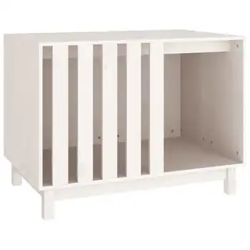 Caseta Para Perros Madera Maciza De Pino Blanco 90x60x67 Cm Vidaxl