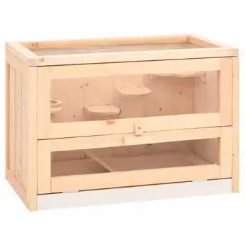 Jaula Para Hámster Madera Maciza Abeto 60x35,5x42 Cm Vidaxl