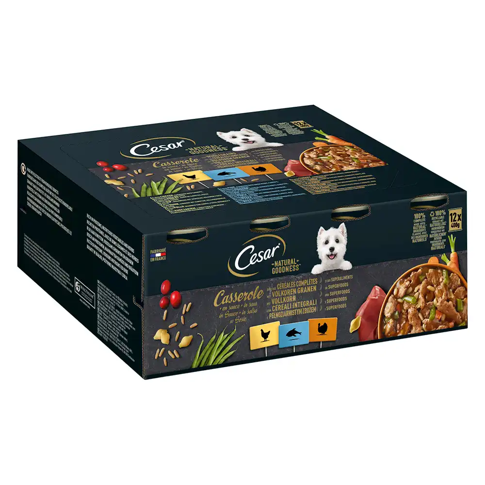 Cesar Natural Goodness latas para perros - 12 x 400 g - Pack mixto cazuela (3 variedades)