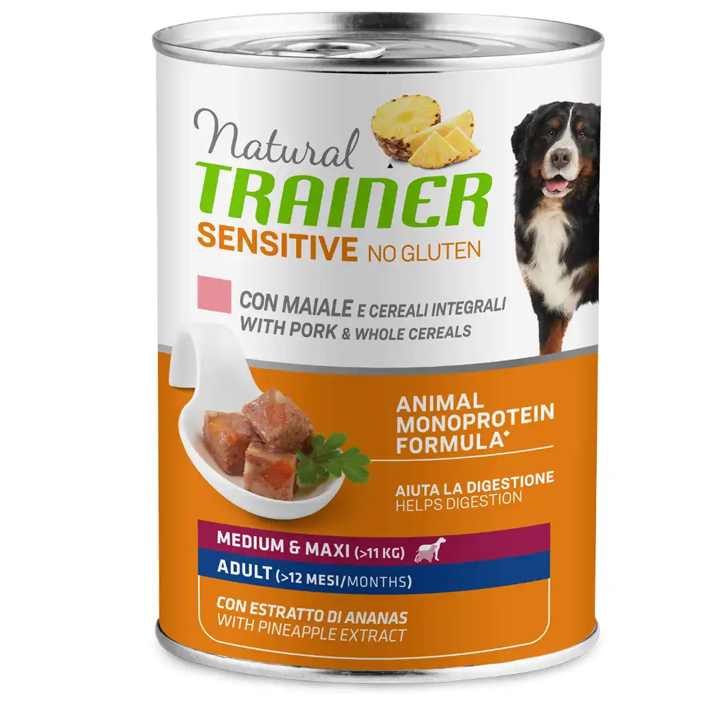 Natural Trainer Sensible Sin Gluten Adulto 1 x 400 g - 400 g de carne de cerdo y cereales integrales