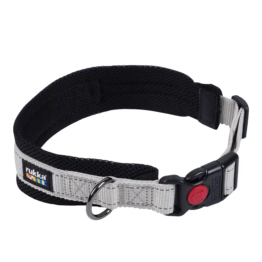 Rukka® Bliss Eco, gris collar para perros - S: 35 - 45 cm de cuello, 20 mm de ancho