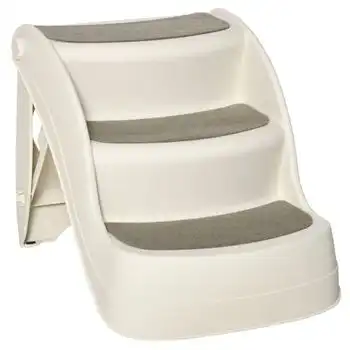 Escalera Plegable Para Perros De Pp 49x38x38 Cm-pawhut. Crema