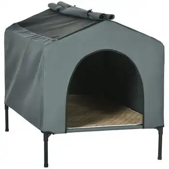 Caseta Para Perros Pawhut De Tela Oxford Acero 110x75x87 Cm Gris