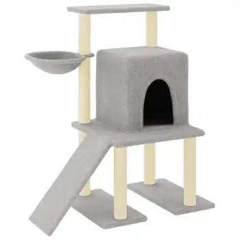 Rascador Para Gatos Con Postes De Sisal Gris Claro 96,5 Cm Vidaxl