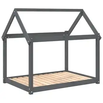 Cama Para Perros Madera Maciza De Pino Gris 111x80x100 Cm Vidaxl