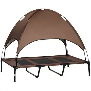 Cama Mascotas De Metal Oxford Tafetán Pawhut 122x92x108 Cm - Café