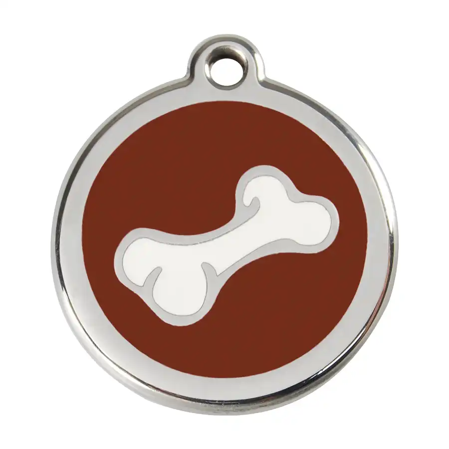 Placa identificativa Acero Inoxidable Esmalte Comic Hueso Marron para perros