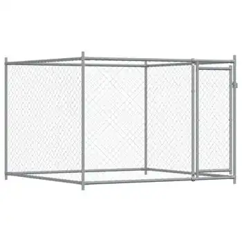 Jaula De Perros Con Puerta Acero Galvanizado Gris 2x2x1,5 M Vidaxl