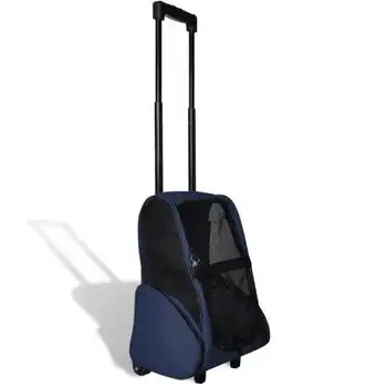 Carrito Trolley Plegable Multiusos Para Mascotas Azul Vidaxl