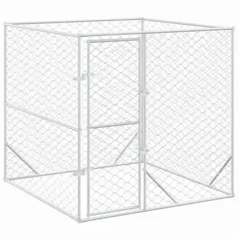 Perrera De Exterior Acero Galvanizado Plateado 2x2x2 M Vidaxl