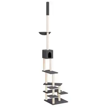 Árbol Rascador Gatos Suelo A Techo Gris Oscuro 268,5-294,5 Cm Vidaxl