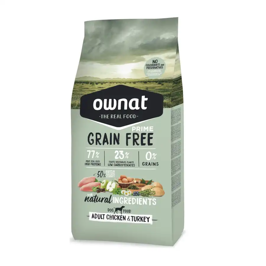 Ownat Adult Prime Grain Free Pollo y Pavo pienso para perros