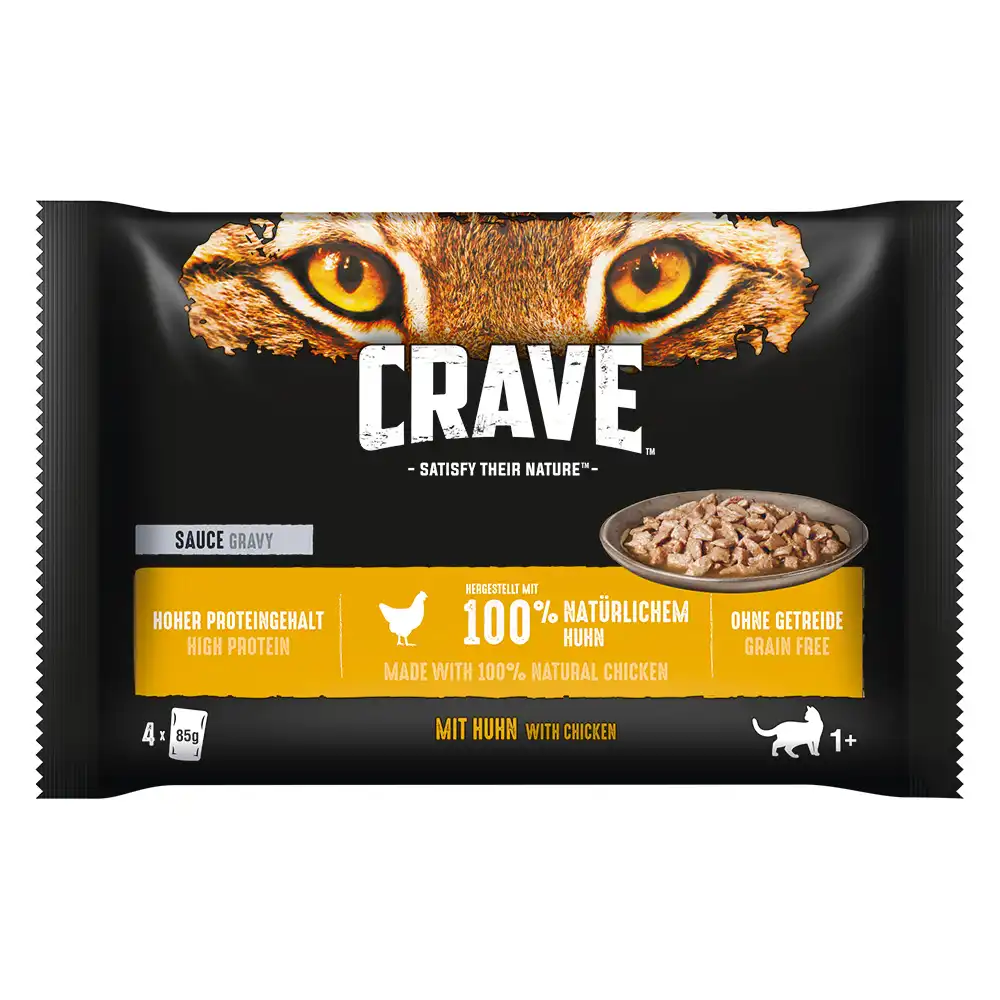 Crave 4 x 85 g en bolsitas para gatos - Pack mixto - Pollo en salsa