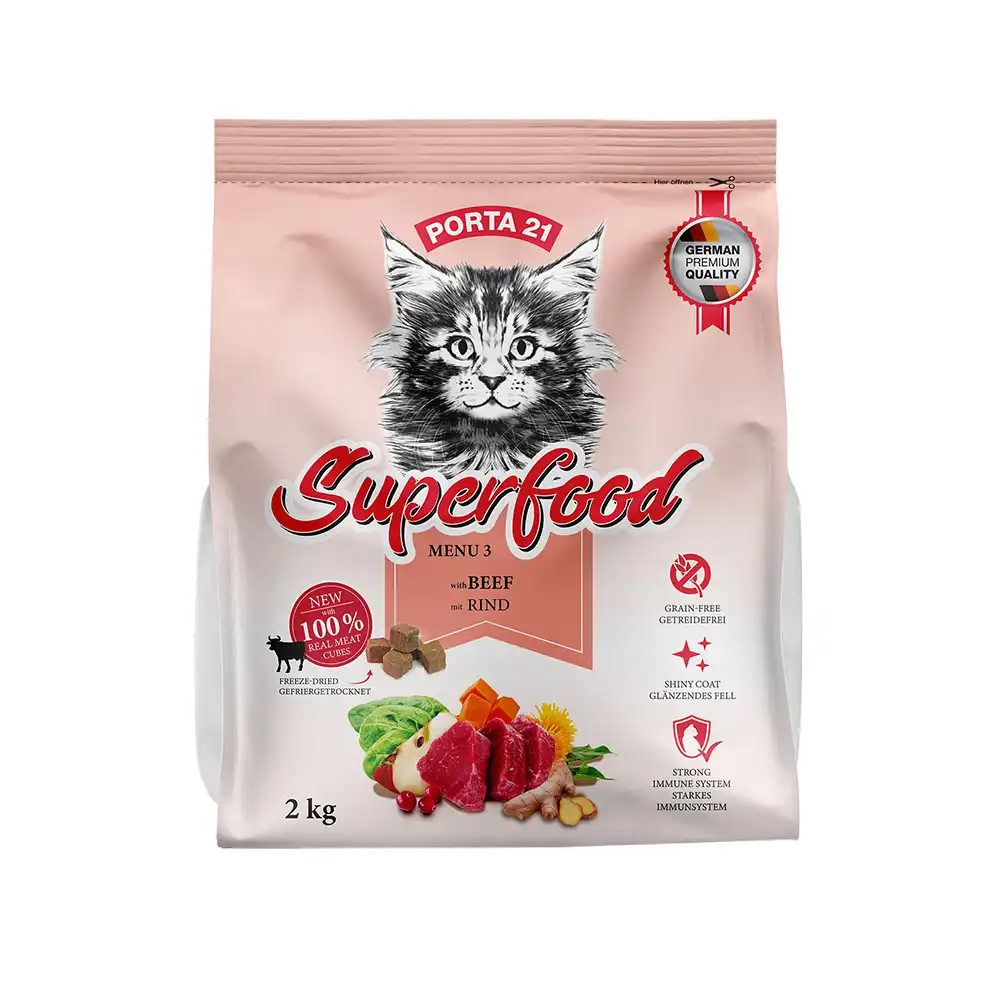 Porta 21 Superfood Menu 2 kg para gatos: ¡30 % de descuento! - Menu 3 con vacuno