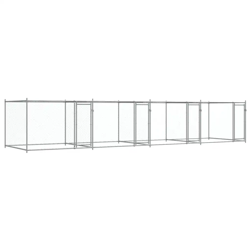 vidaXL Jaula de perros con puertas acero galvanizado gris 12x2x1,5 m