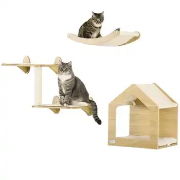 Estantes Gatos De Tablero Multicapa Felpa 40x32,5x45 Cm-pawhut. Roble