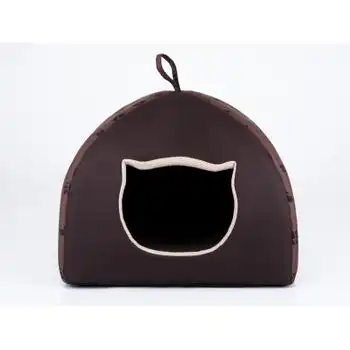 Caseta Para Gatos Con Almohada R2 44x44 Marron Claro Huellas Igloo