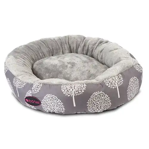 Cama para perros y gatos forma de donut estampados neutros Tamaño pequeño  53 x 10 cm.