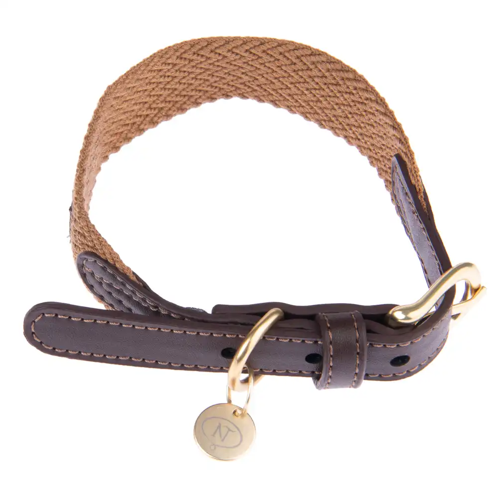 Collar Nomad Tales Bloom caramelo para perros - S: 36 - 40 cm de contorno de cuello, 25 mm de ancho