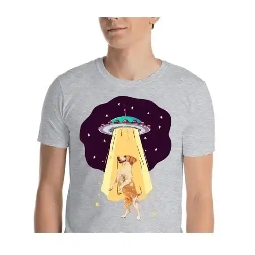 Mascochula camiseta hombre abduction personalizada con tu mascota gris