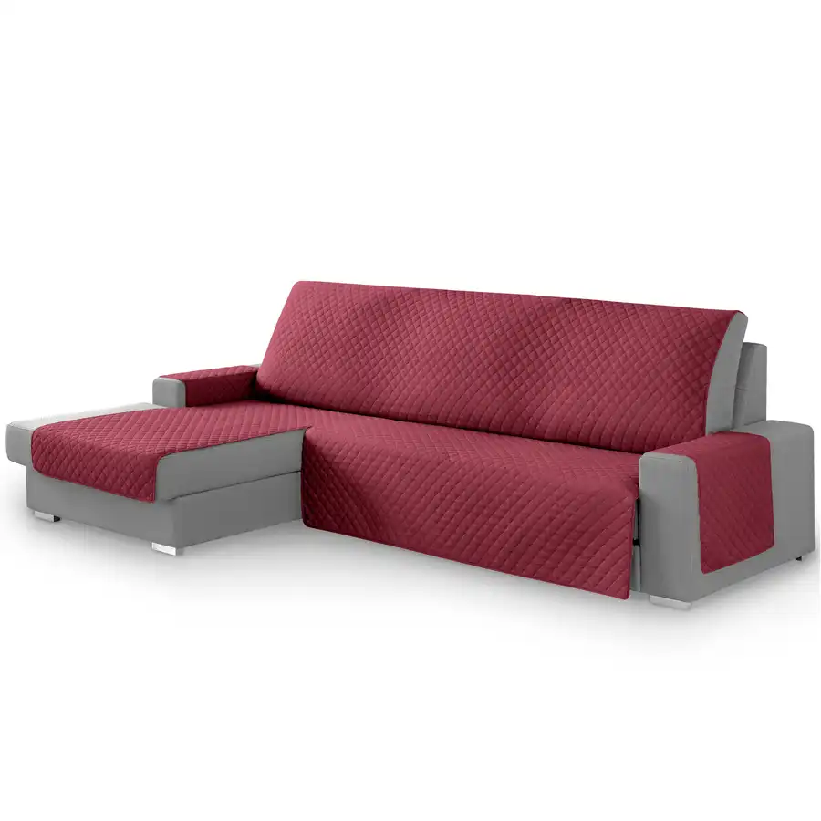 Vipalia Protector Cubresofa Rombos. Granate. Chaise Longue Izquierda 240 cm