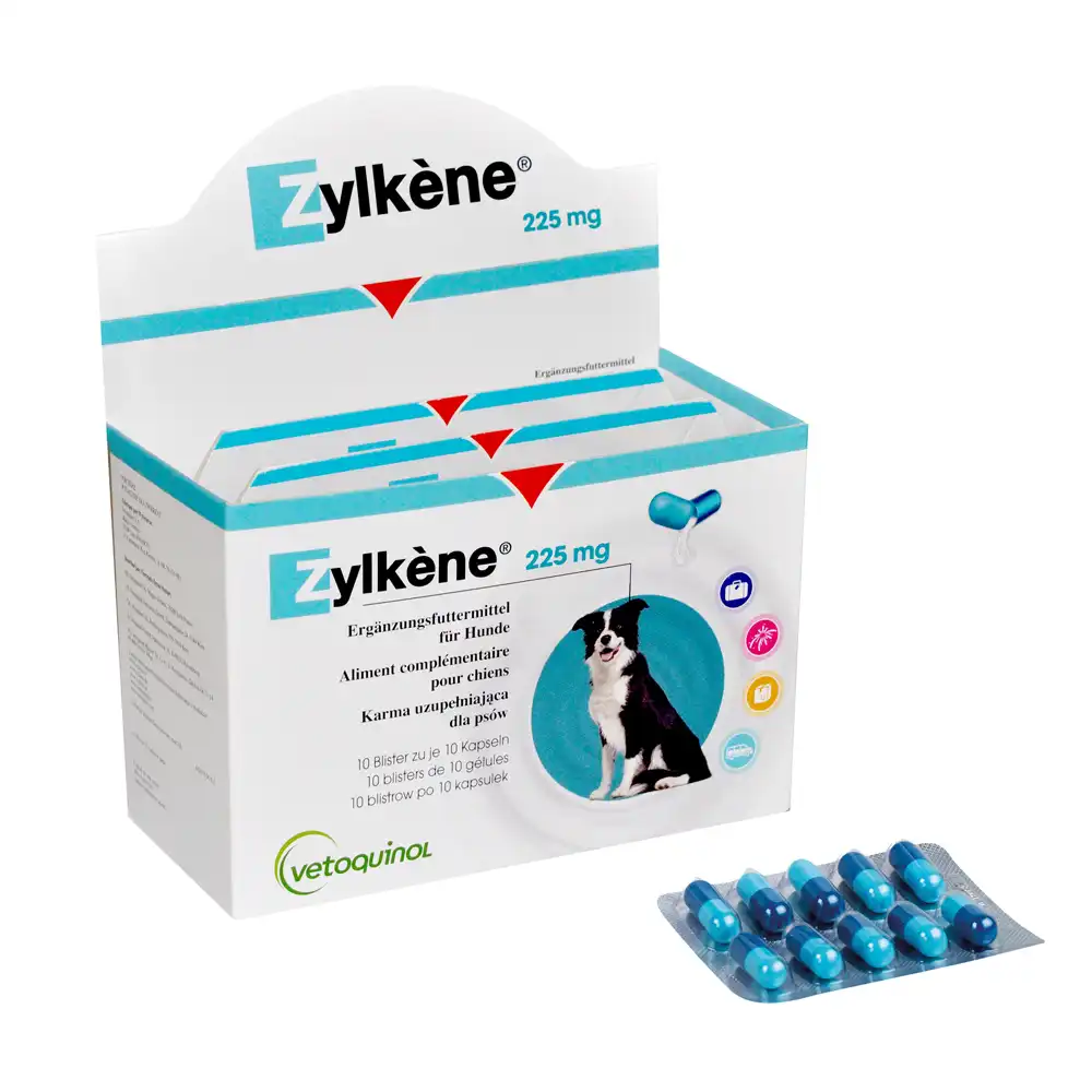 Zylkene tranquilizante natural para perros y gatos - 100 cápsulas de 225 mg para perros de 10 a 30 kg