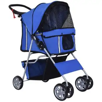 Cochecito Para Mascotas De Tela Oxford Acero 75x45x97 Cm-pawhut.azul