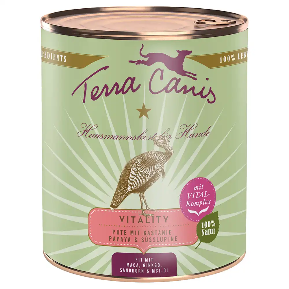 Terra Canis Vitality comida húmeda para perros 6 x 800 g - Pavo con castaña, papaya y altramuz