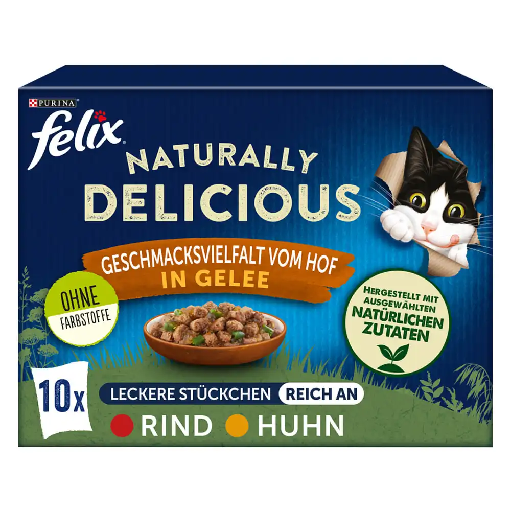 Felix Naturally Delicious 10 x 80 g - Pack mixto - Selección de granja en gelatina