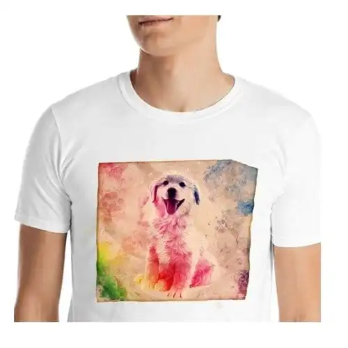 Mascochula camiseta hombre lienzo personalizada con tu mascota blanco