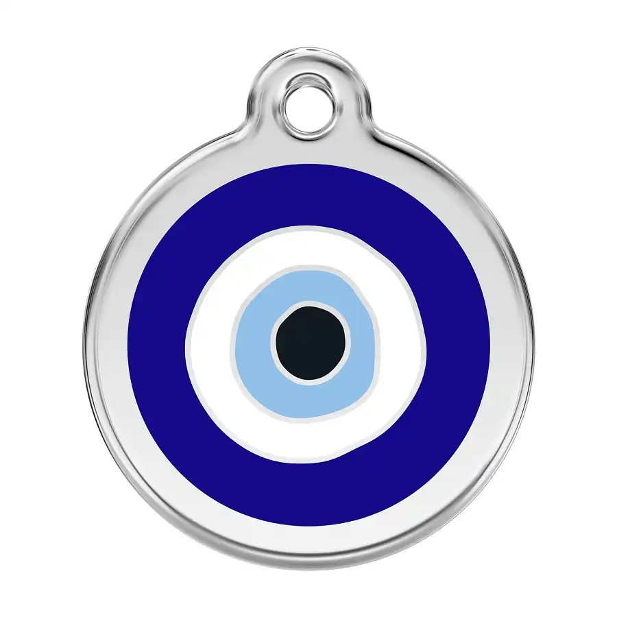 Placa identificativa Acero Inoxidable Esmalte Mal de Ojo Azul para perros