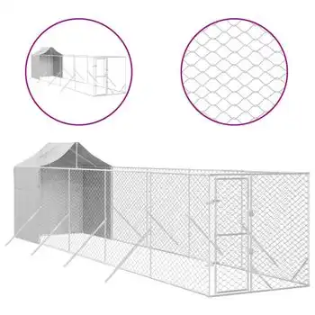 Perrera De Exterior Con Toldo Acero Galvanizado Plata 2x10x2,5m Vidaxl