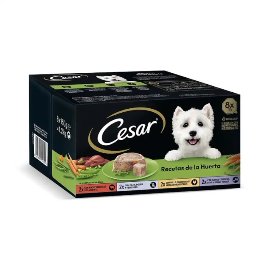 Cesar Recetas de la huerta Tarrina en Paté y Gelatina para Perros - Multipack