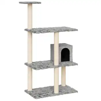 Rascador Para Gatos Con Postes De Sisal Gris Claro 119 Cm Vidaxl