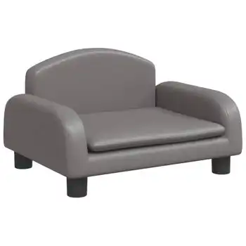 Cama Para Perros De Cuero Sintético Gris 50x40x30 Cm Vidaxl