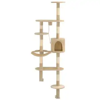 Rascador De Gatos De Pared Con Poste De Sisal 194 Cm Beige Vidaxl