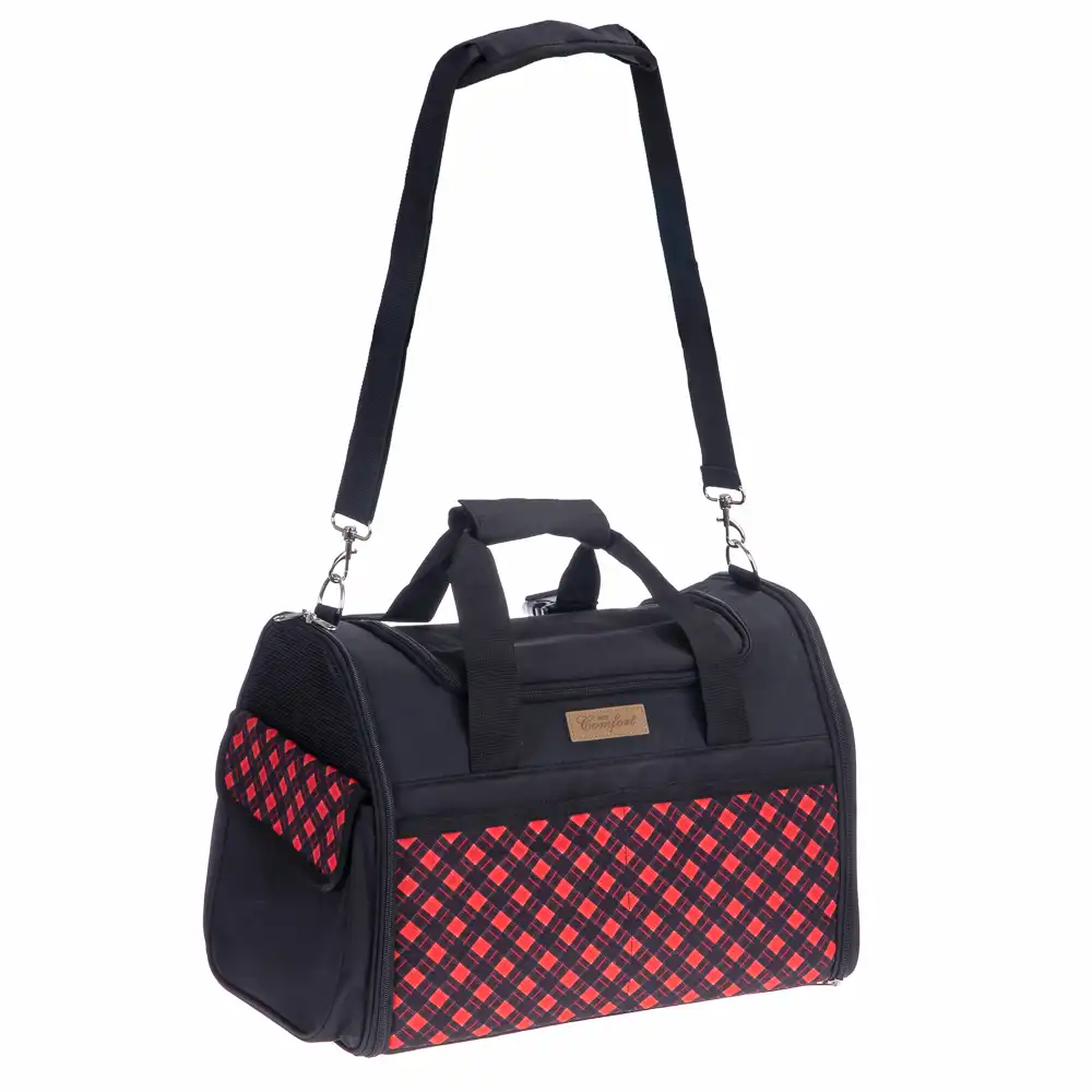 Bolso de transporte a cuadros para mascotas - 43 x 28 x 30 cm (L x An x Al)