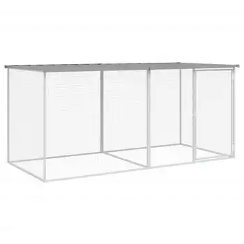 Gallinero Con Techo Acero Galvanizado Gris Claro 203x98x90 Cm Vidaxl