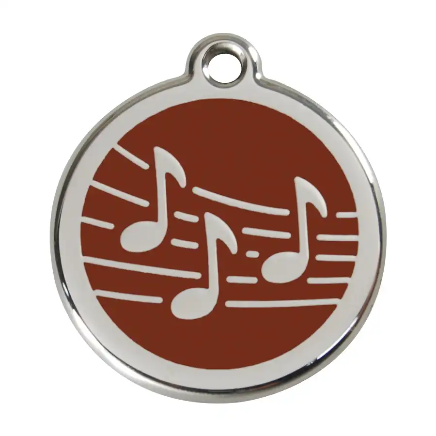 Placa identificativa Acero Inoxidable Esmalte Música Marron para perros