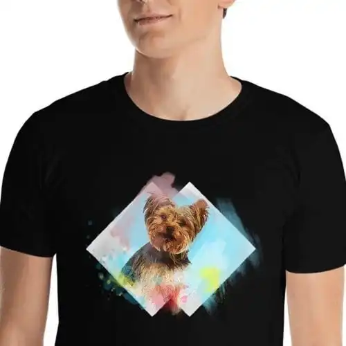 Mascochula camiseta hombre acuarelas personalizadas con tu mascota negro