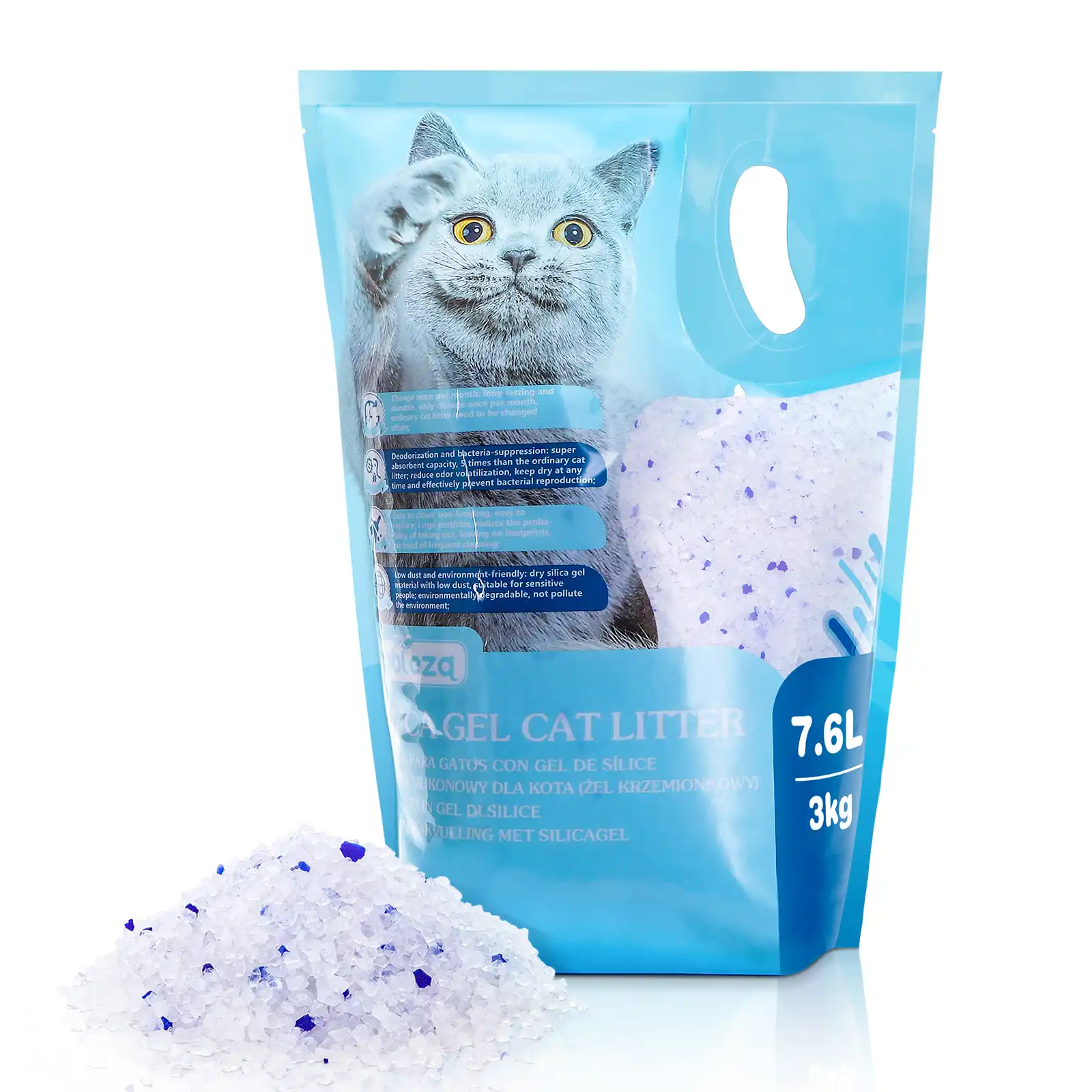 Nobleza - Arena para gatos de sílice Camada para gatitos de gel de diamante 7.6L/3KG Absorbente, Cómodo Biodegradable