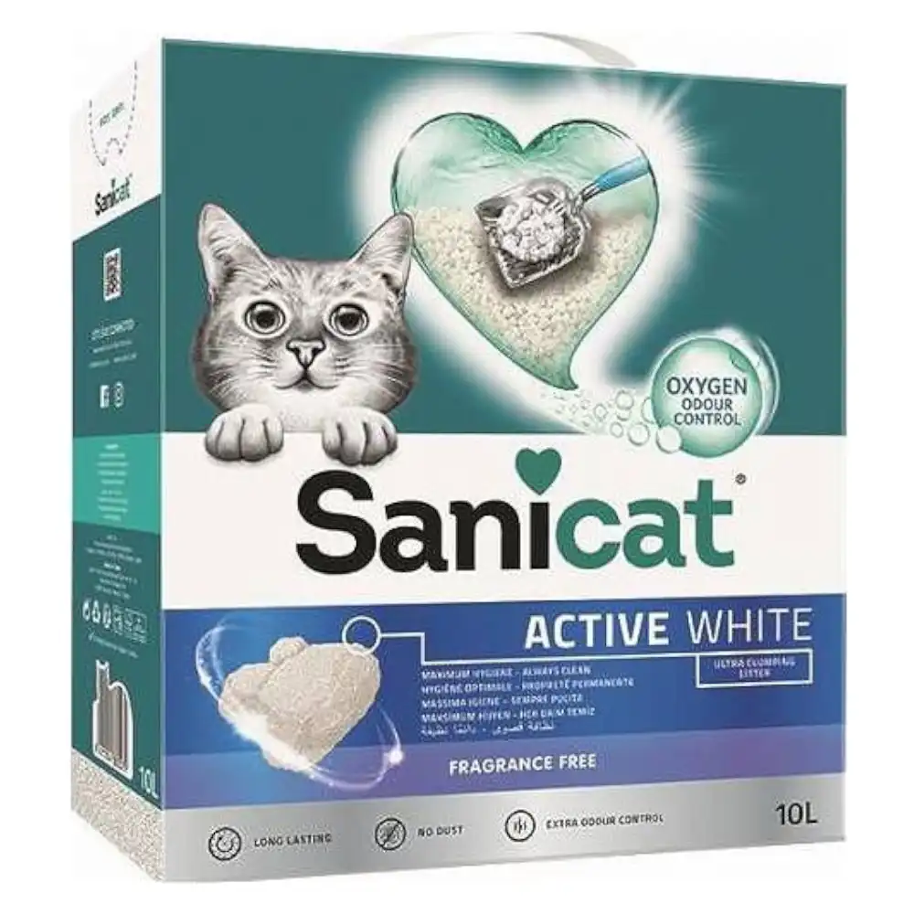 Arena aglomerante Sanicat Active White para gatos - 10 l