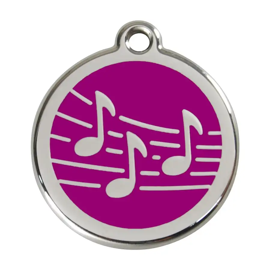 Placa identificativa Acero Inoxidable Esmalte Música Morado para perros